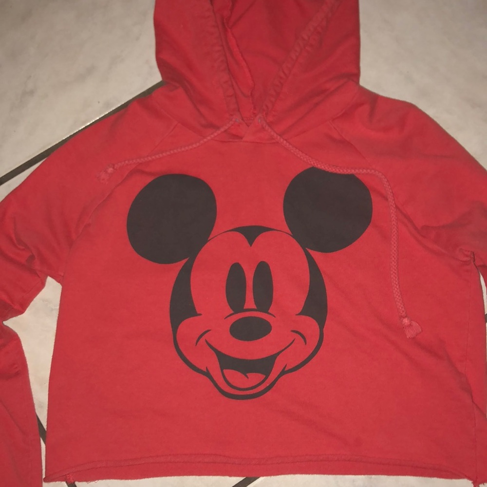 A Mickey Mouse cropped hoodie (long sleeve)